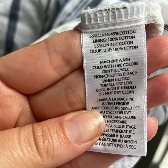 EUC white and navy blue striped summer dress size l - Picture 4 of 5